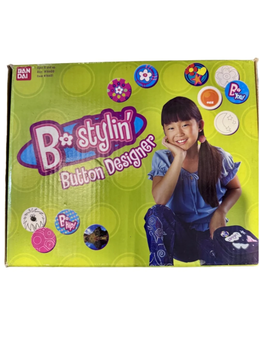 NIB VINTAGE BANDAI 2003 B-STYLIN Button & Badge Maker for ages 8 & up